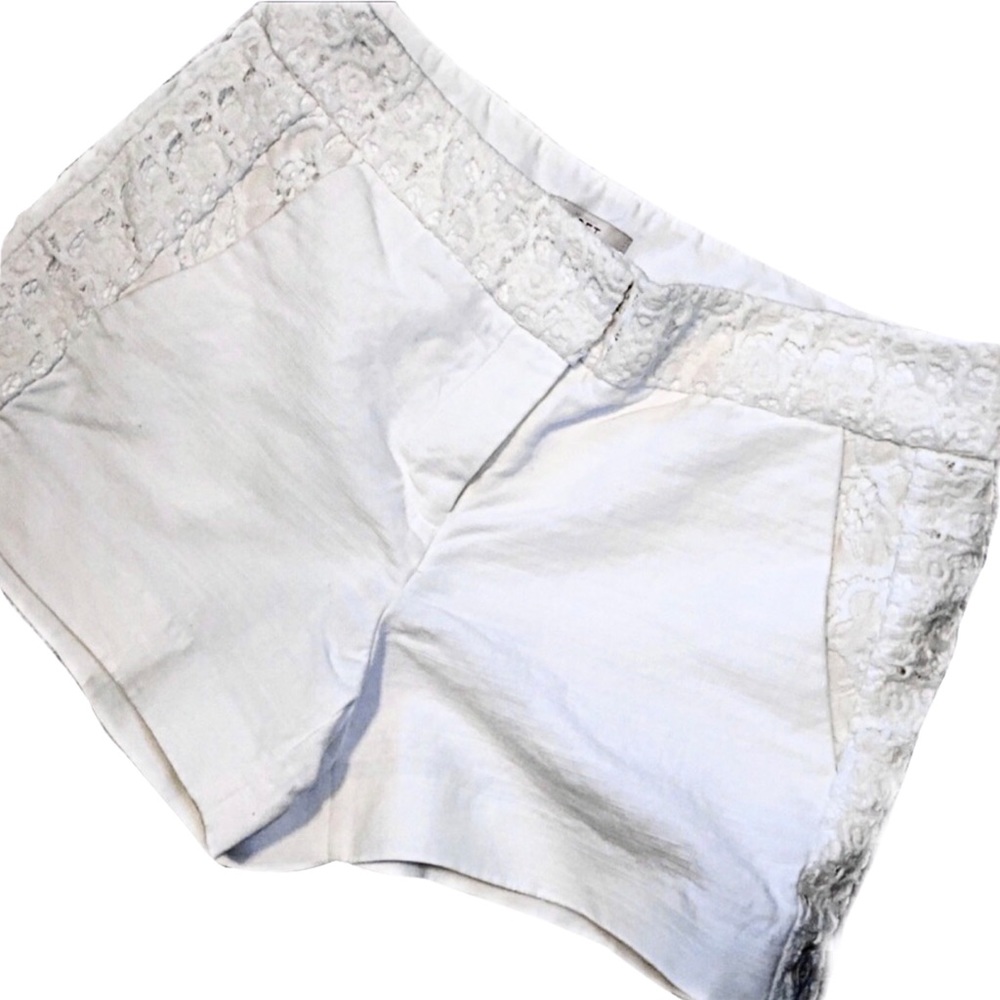 LOFT White Laced Linen Shorts‎ 4